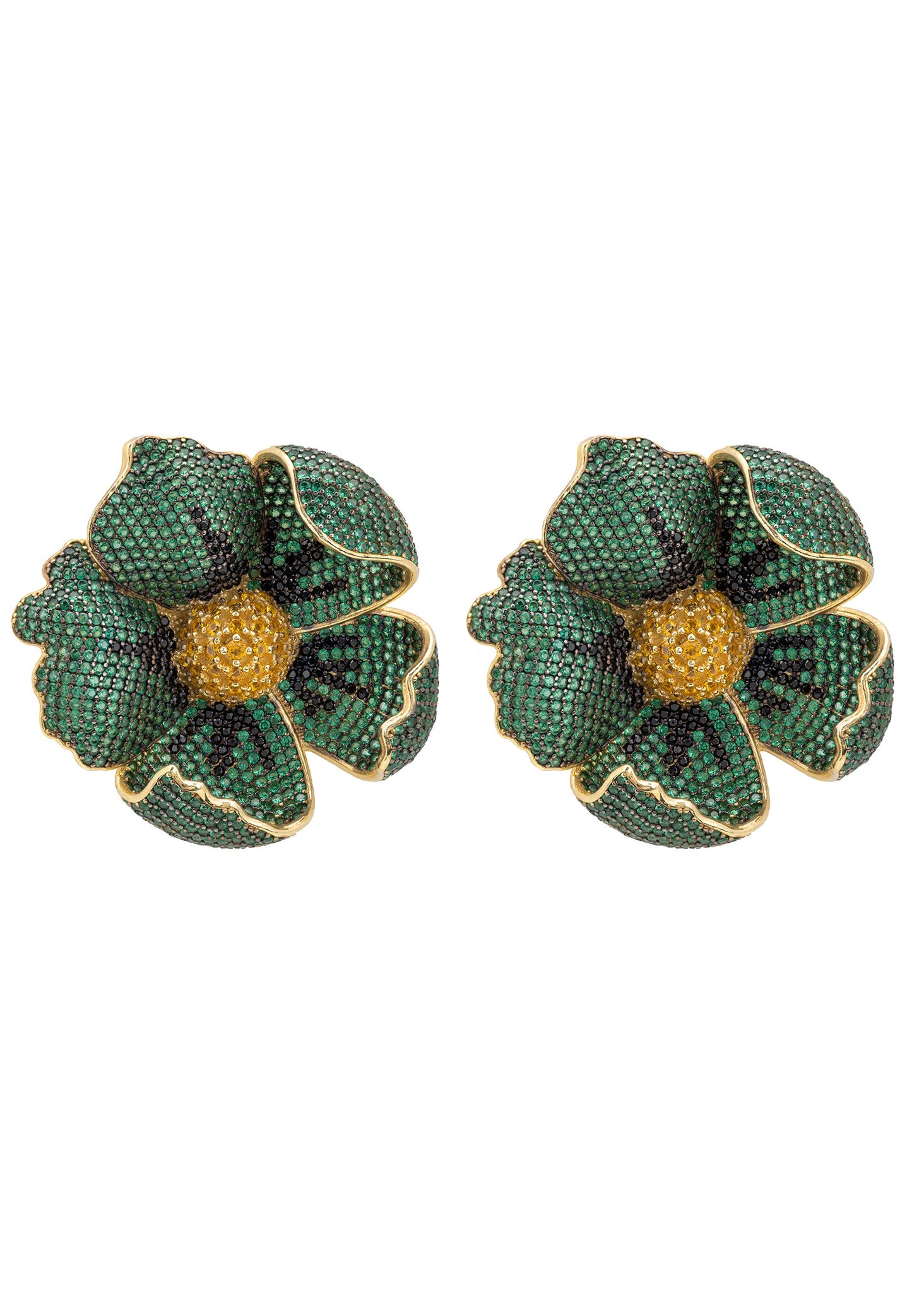 Poppy Emerald Green Earrings Gold