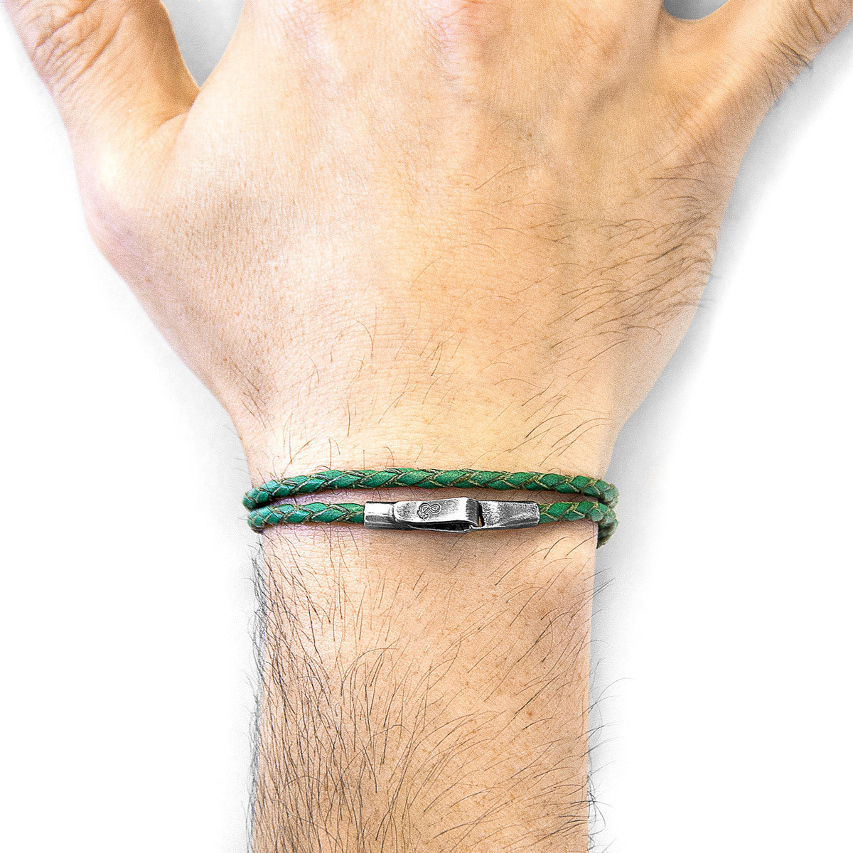 Fern Green Liverpool Silver & Leather Bracelet