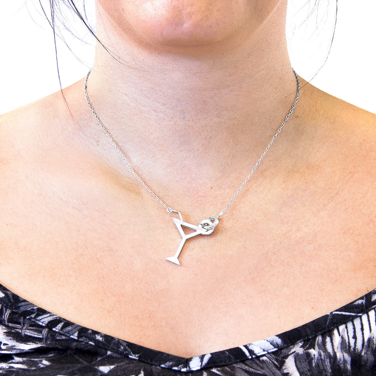 Beach Cocktail Link Paradise Silver Necklace