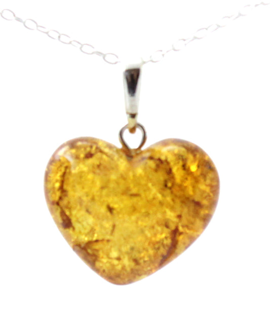 Amber Heart Pendant for Necklace With Sterling Sterling 925