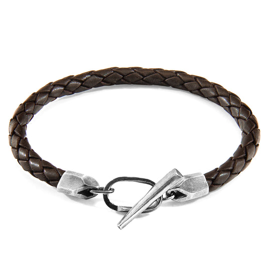 Cacao Brown Jura Silver and Braided Leather Bracelet