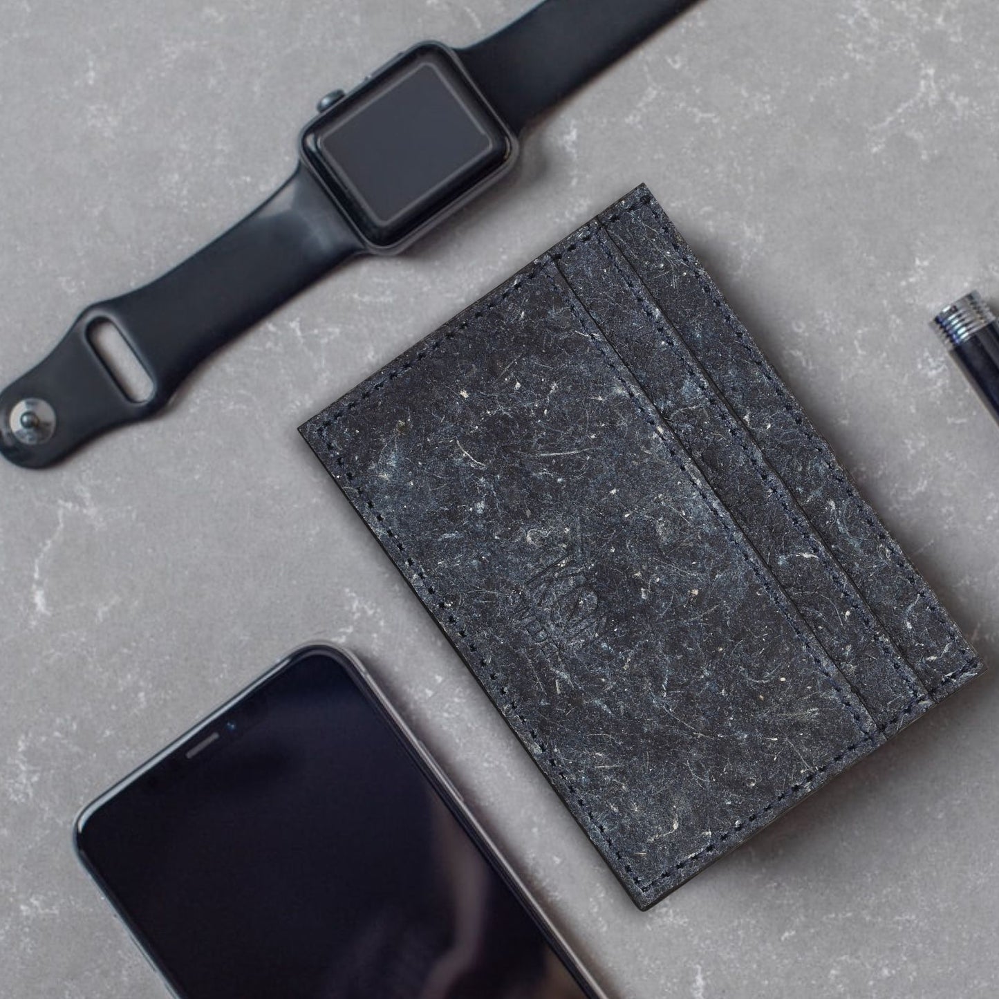 Coconut Leather Card Holder - Dark Indigo