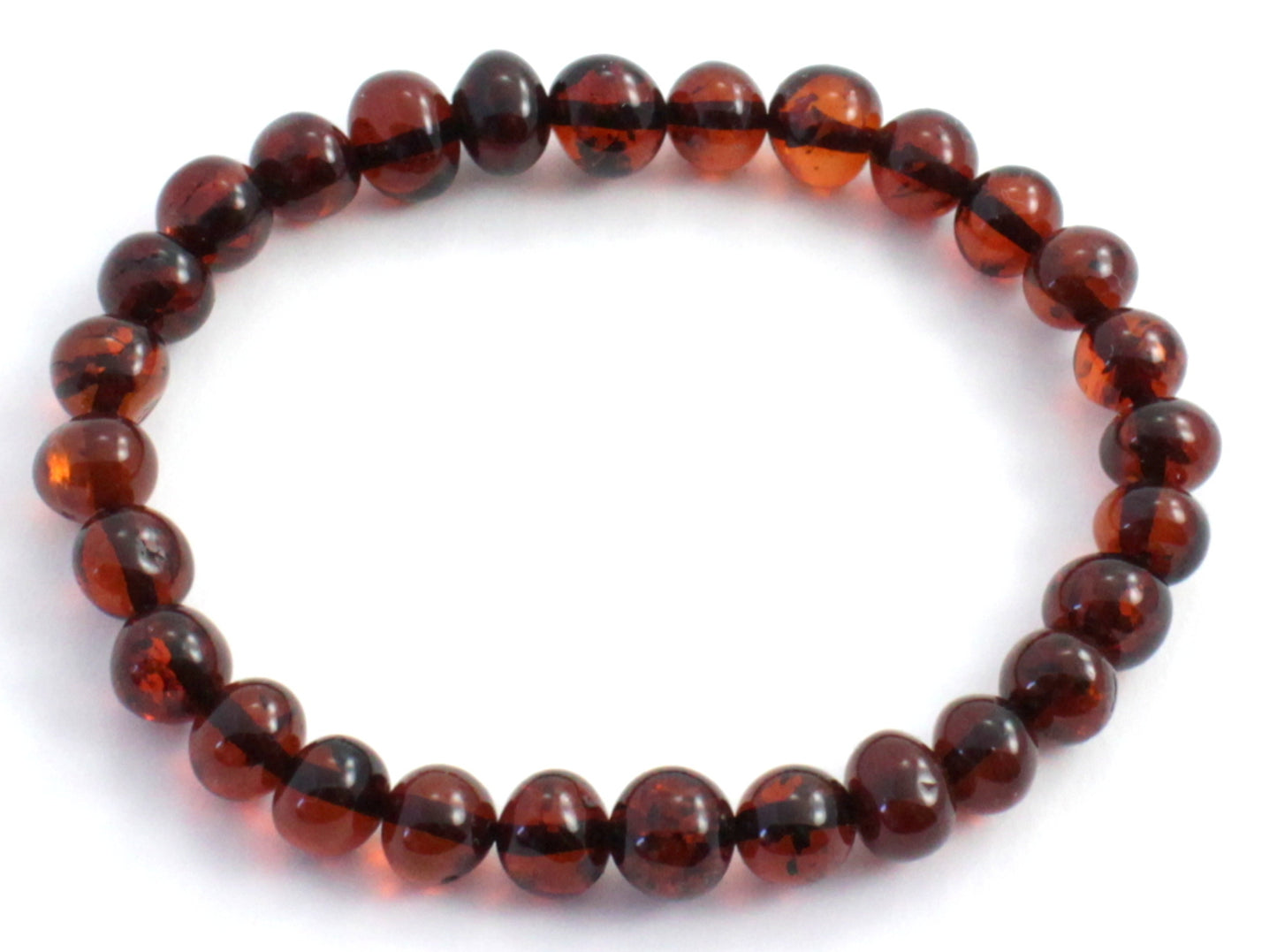 Baltic Amber Stretch Bracelet for Women Cherry Black Color